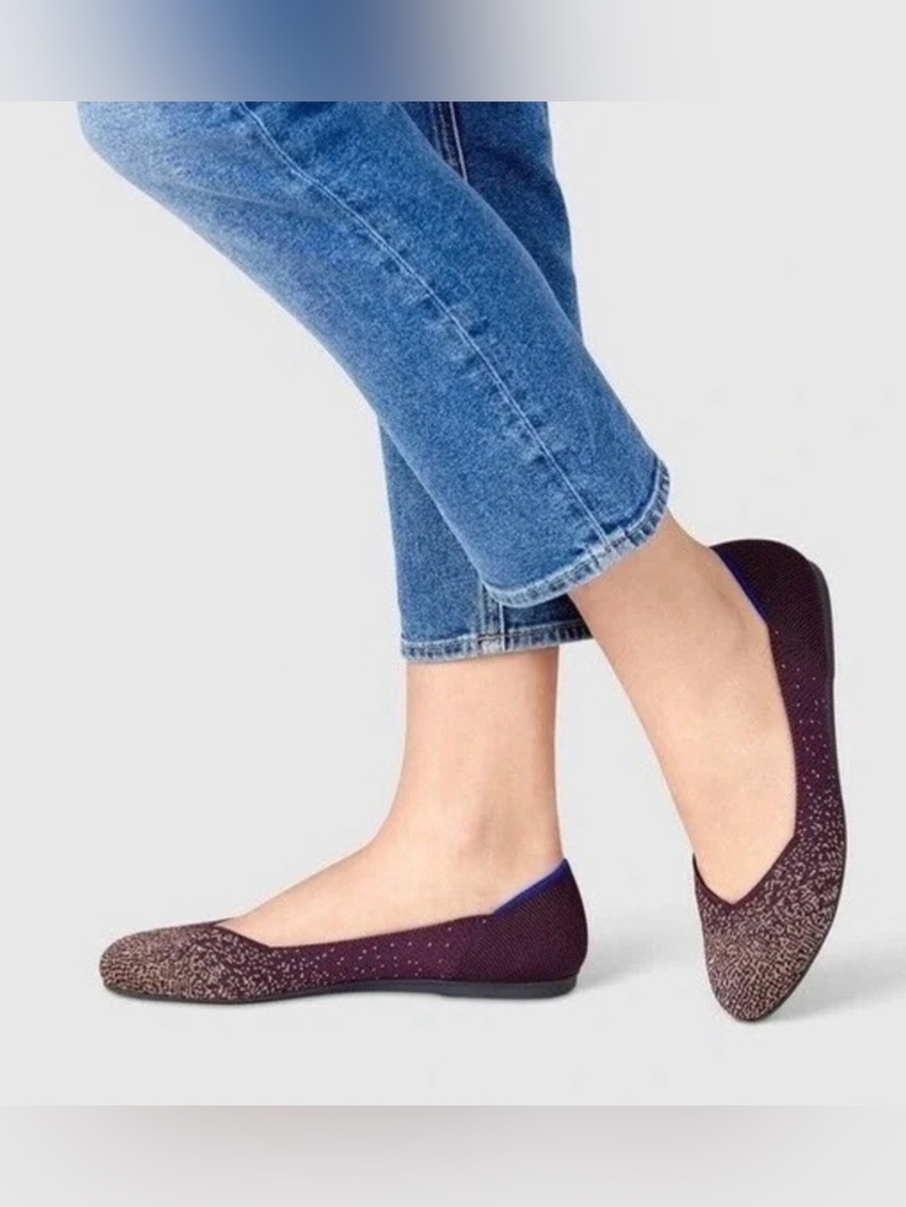 Rothy's Eggplant Metallic The Flat, Ballet Flats, women’s size 8.5, dark brown